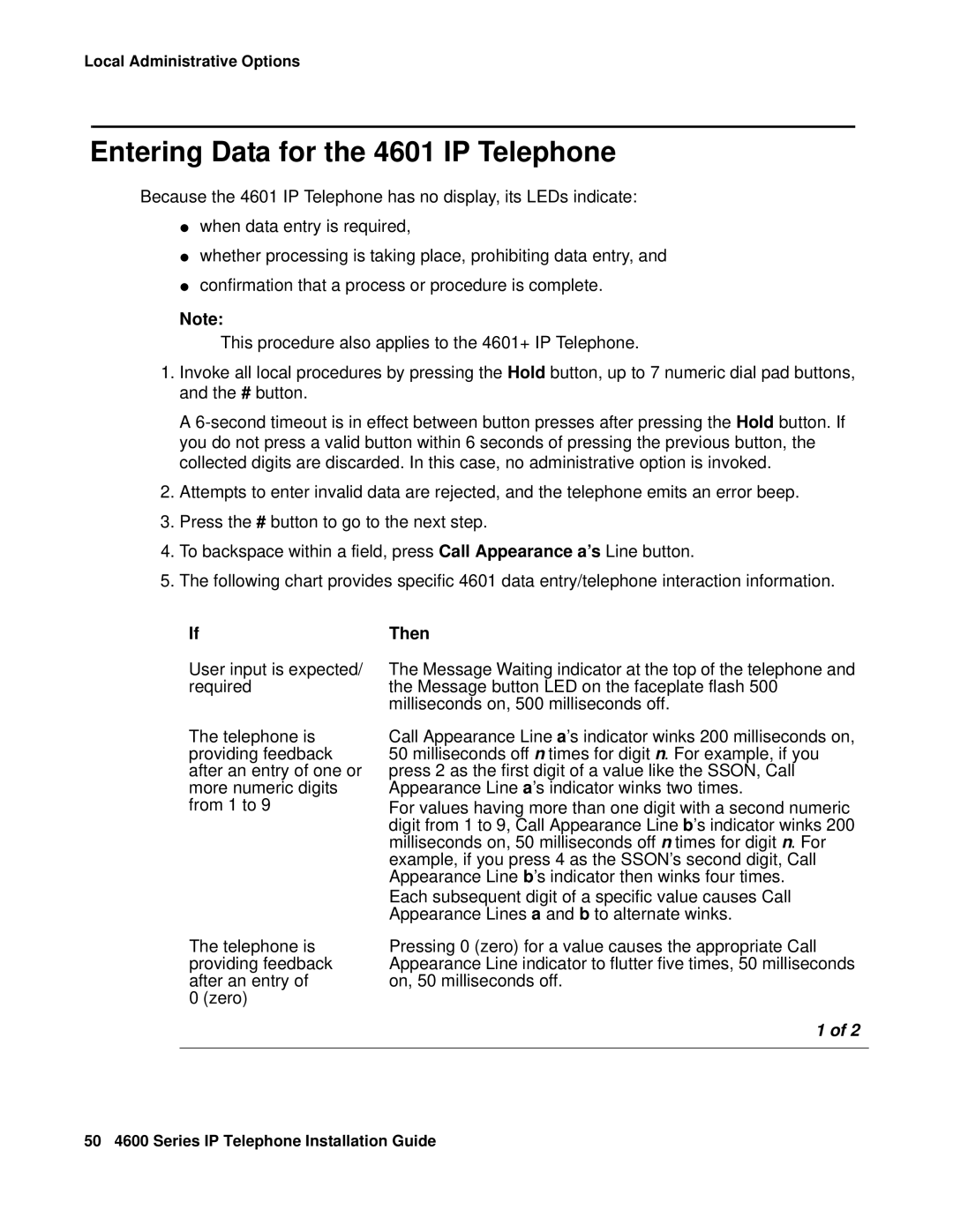 Avaya 555-233-128 manual Entering Data for the 4601 IP Telephone, Then 