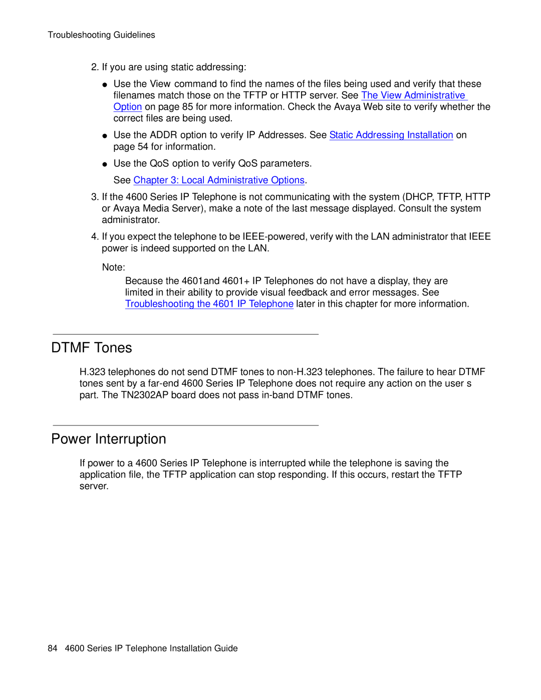 Avaya 555-233-128 manual Dtmf Tones, Power Interruption 