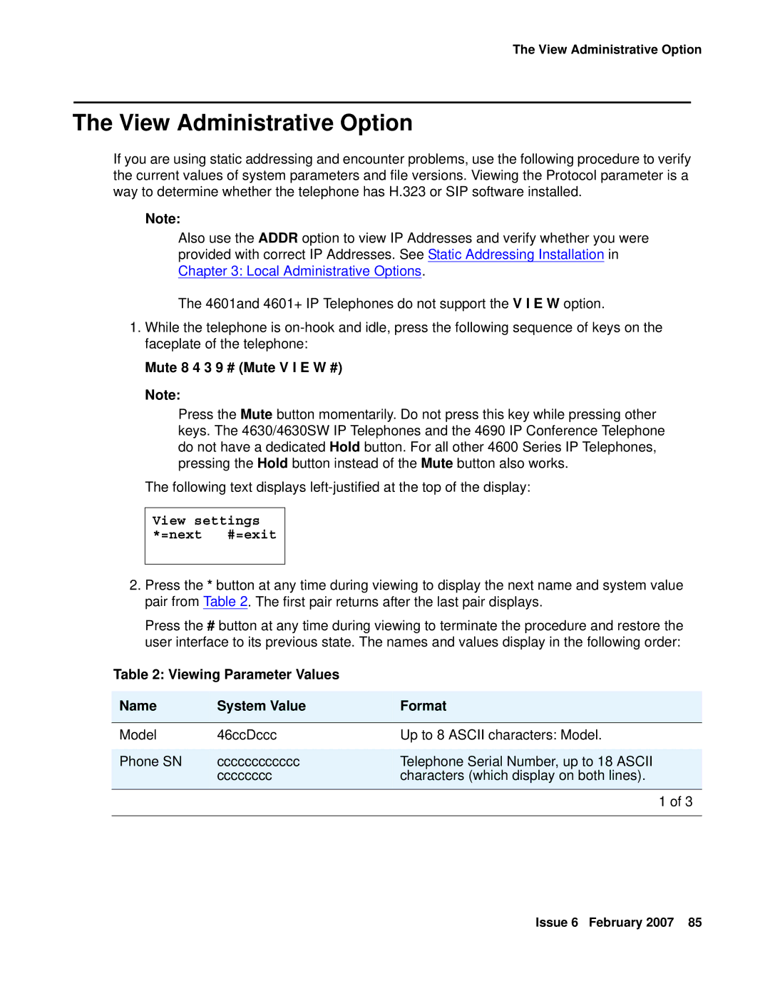 Avaya 555-233-128 manual View Administrative Option, View settings *=next #=exit, 46ccDccc, Cccccccccccc 