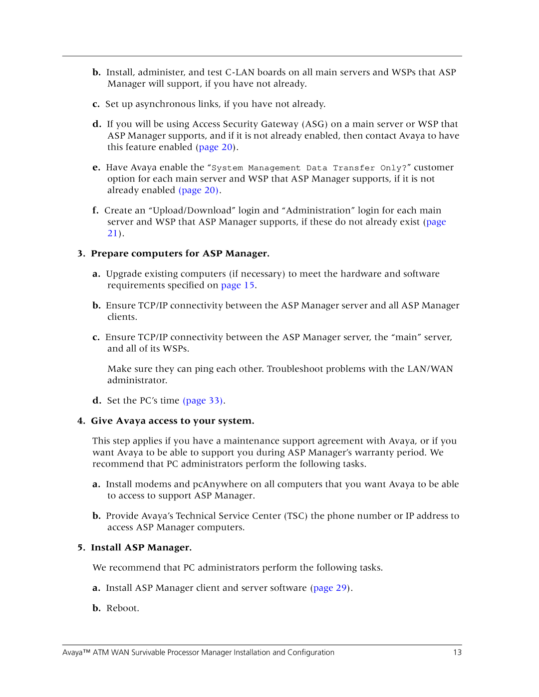 Avaya 555-233-223 manual Prepare computers for ASP Manager, Give Avaya access to your system, Install ASP Manager 