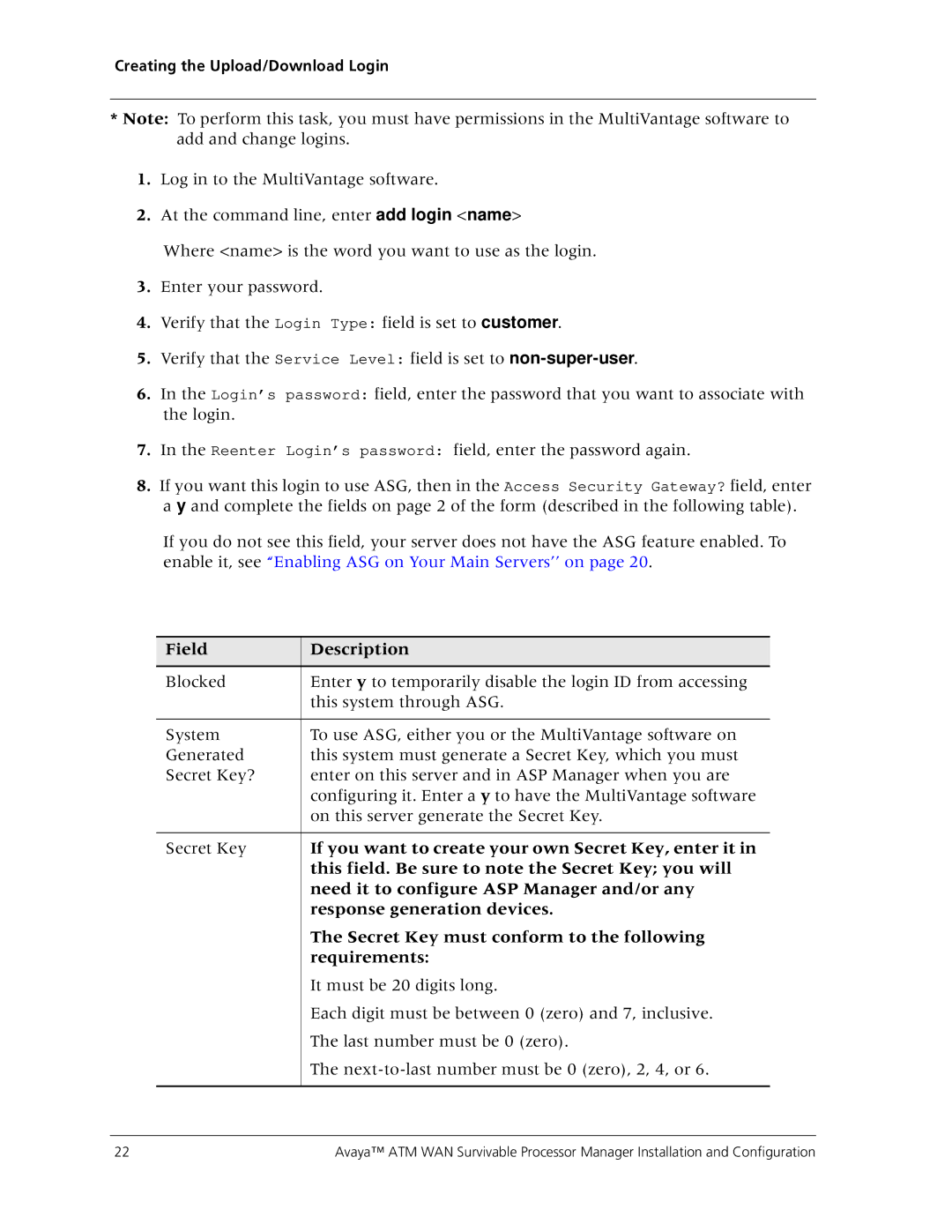 Avaya 555-233-223 Field Description, If you want to create your own Secret Key, enter it, Response generation devices 