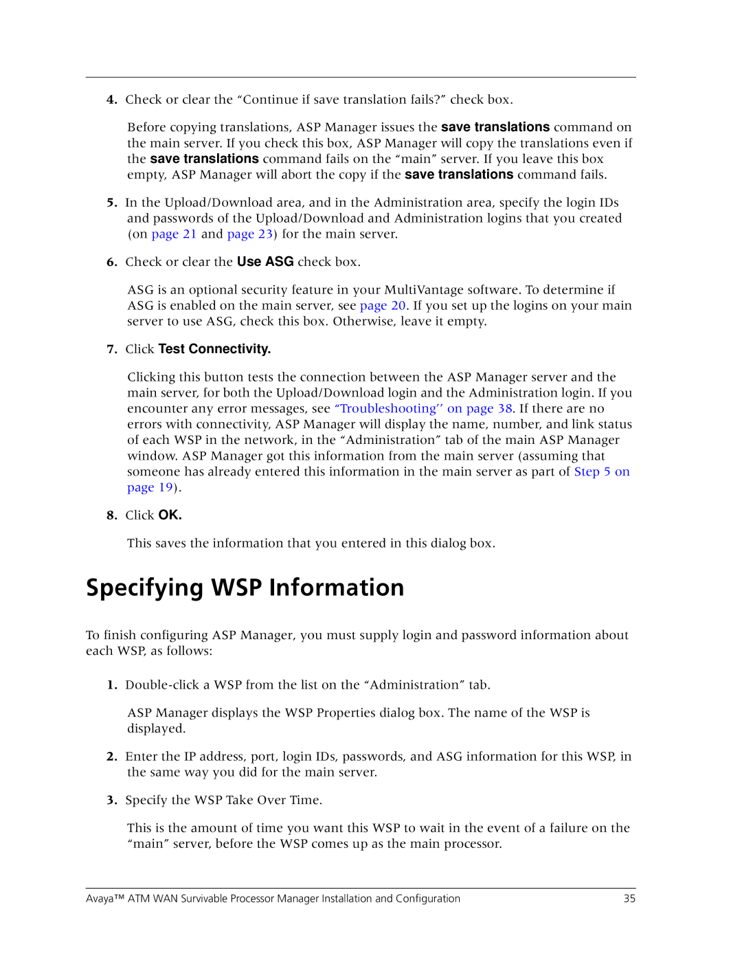 Avaya 555-233-223 manual 7TIGMJMRK74-RJSVQEXMSR, Click Test Connectivity 