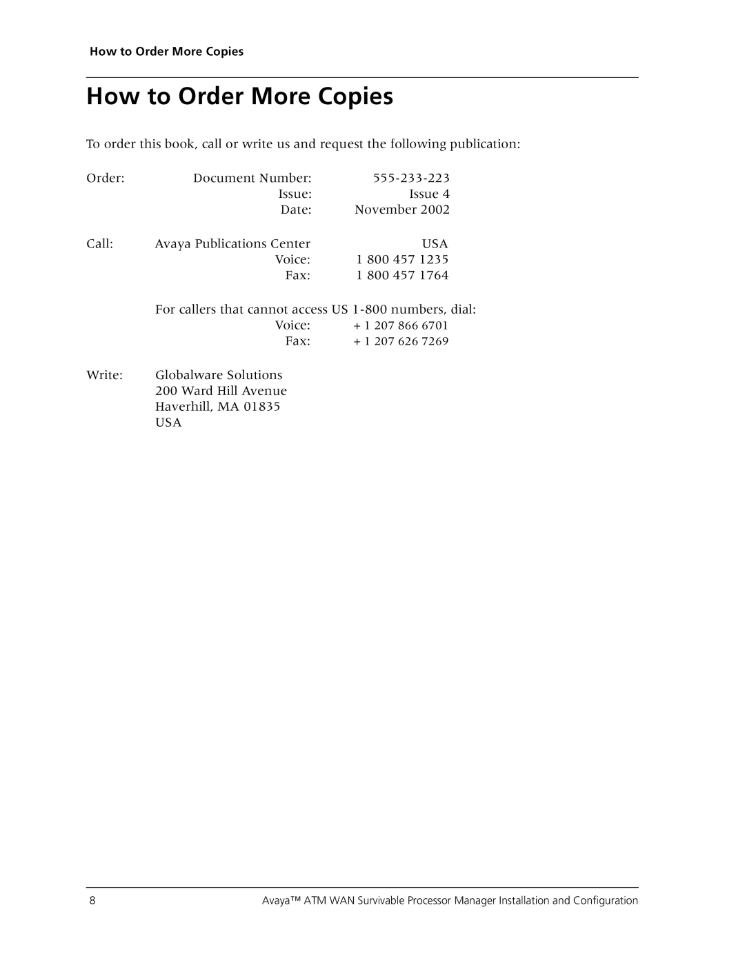 Avaya 555-233-223 manual SXS3VHIV1SVISTMIW 