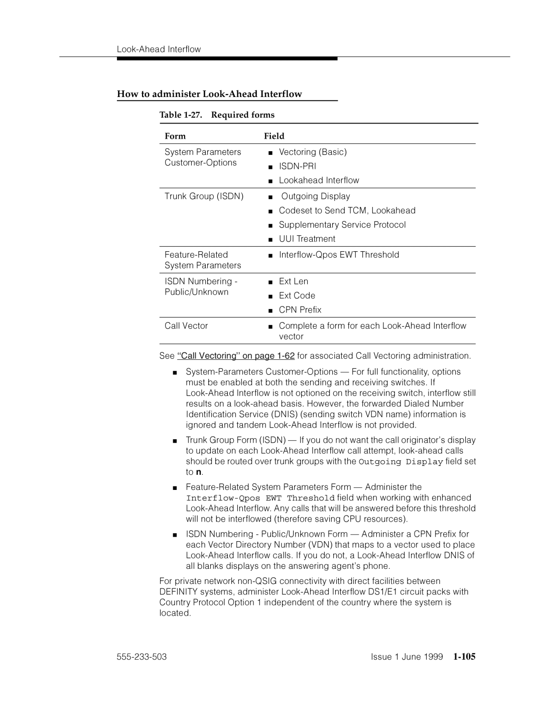 Avaya 555-233-503 manual How to administer Look-Ahead Interflow, PpcF=˜m›FOdp§, Required forms Form Field 