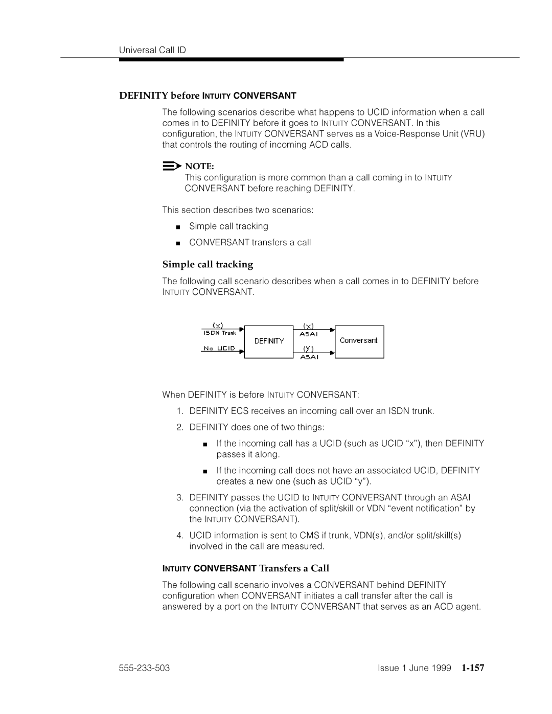 Avaya 555-233-503 Definity before Intuity Conversant, Simple call tracking, Intuity Conversant Transfers a Call, ›F˜ ˜ 