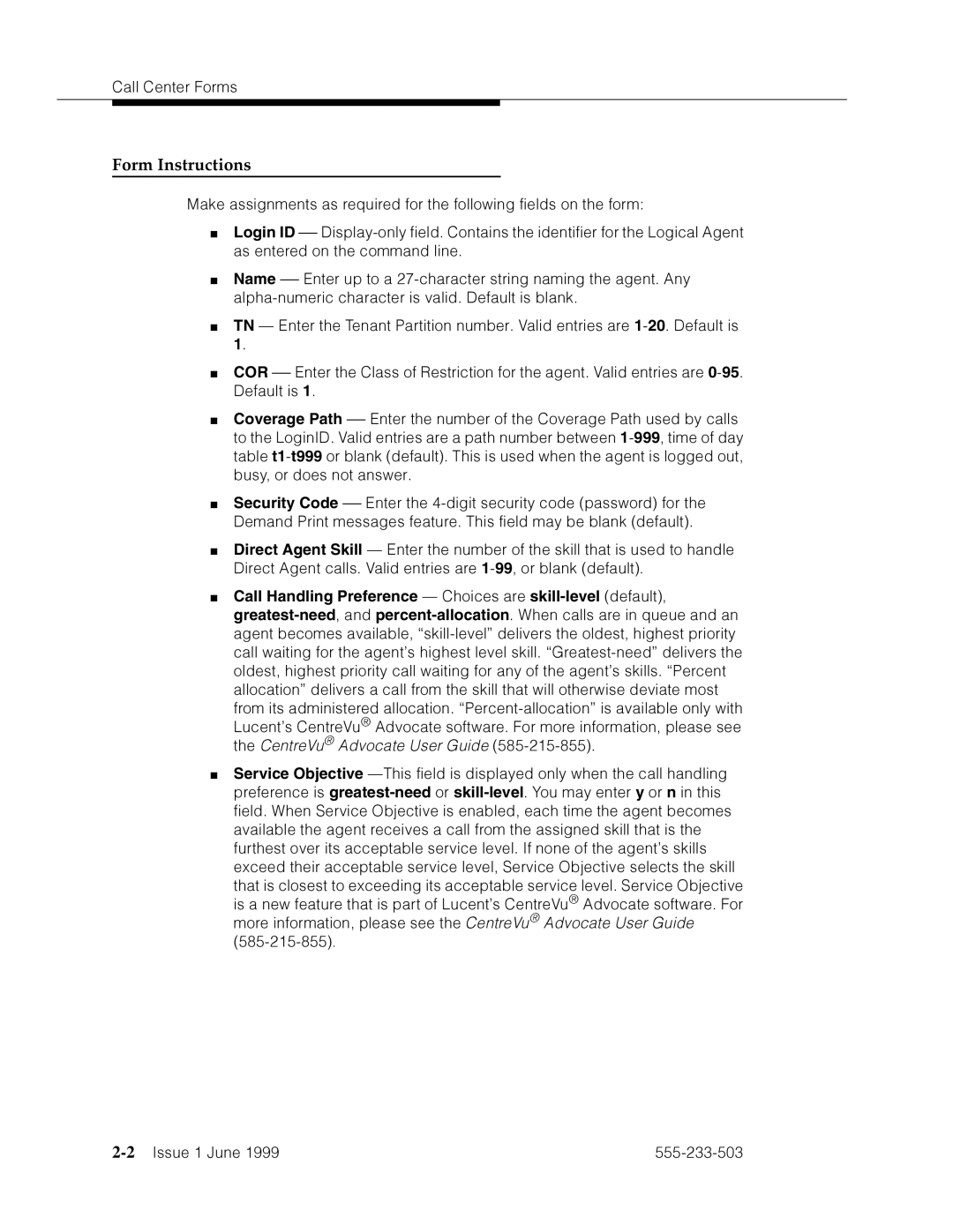 Avaya 555-233-503 manual Form Instructions, Dd˜Fm›F˜ph’, CF˜’’aVmhFm›’˜’˜F„¤aF=˜Op˜›F˜Opddp§amV˜OaFd=’˜pm˜›F˜Oph9 