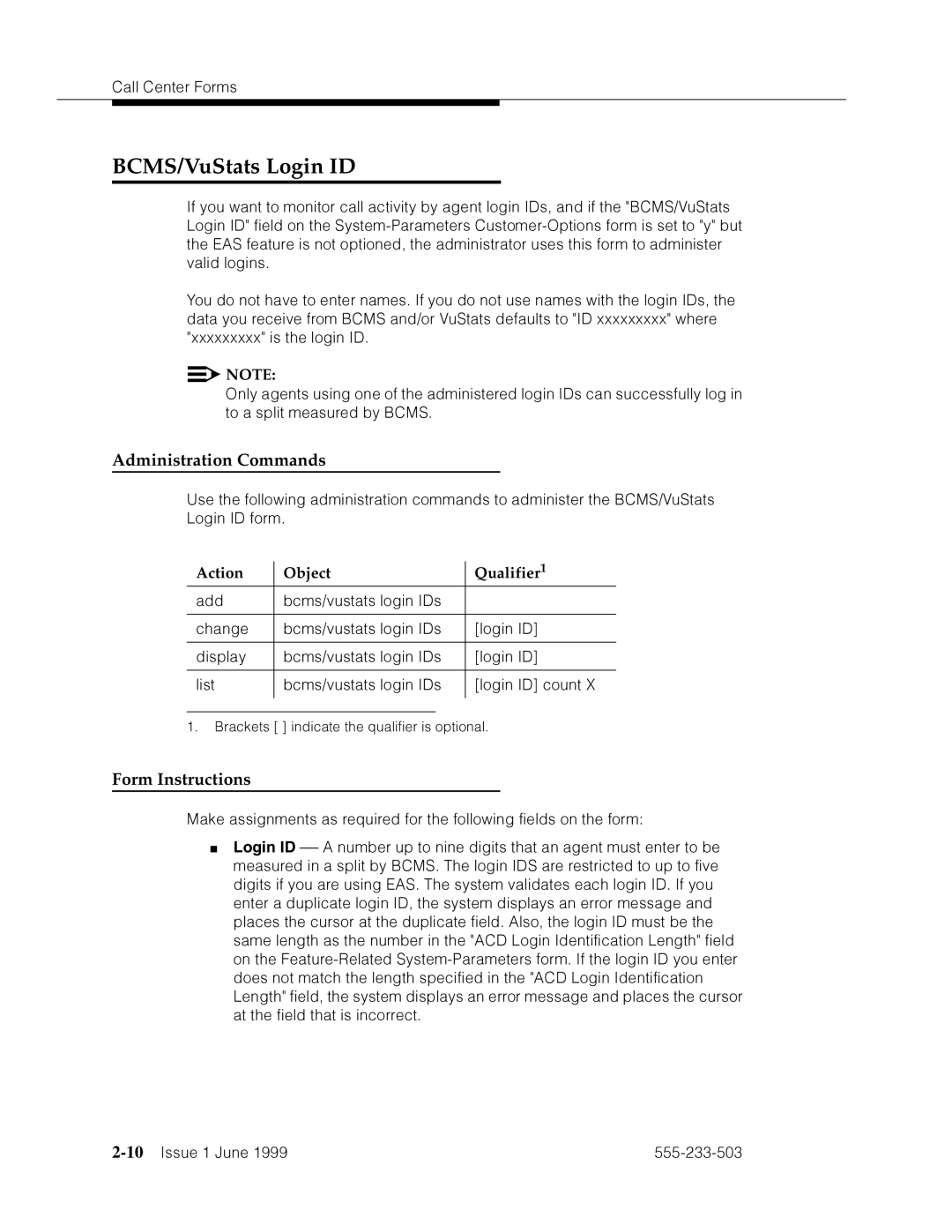 Avaya 555-233-503 manual BCMS/VuStats Login ID, 4h’-¤’››’˜dpVam˜’ 4mVF DpVam˜0 =a’zd Da’› DpVam˜0˜4p¤m›˜ 