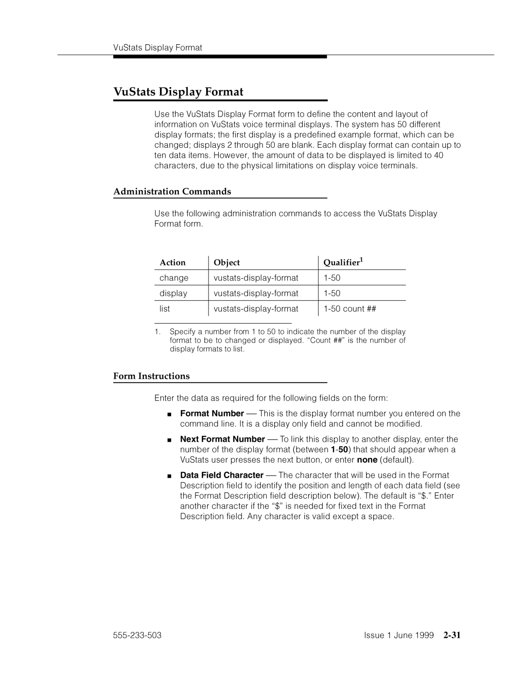 Avaya 555-233-503 manual VuStats Display Format, ¤››’˜a’zd˜ph›, 4mVF ¤’››’=a’zdOph› SQ¬ Da’› SQ¬˜4p¤m›˜oo 