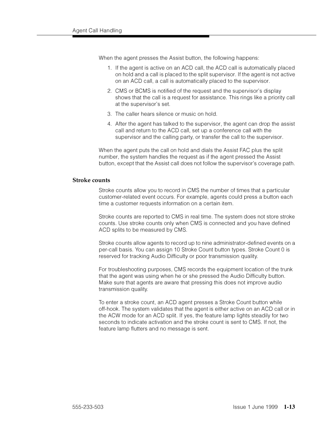 Avaya 555-233-503 manual Stroke counts 