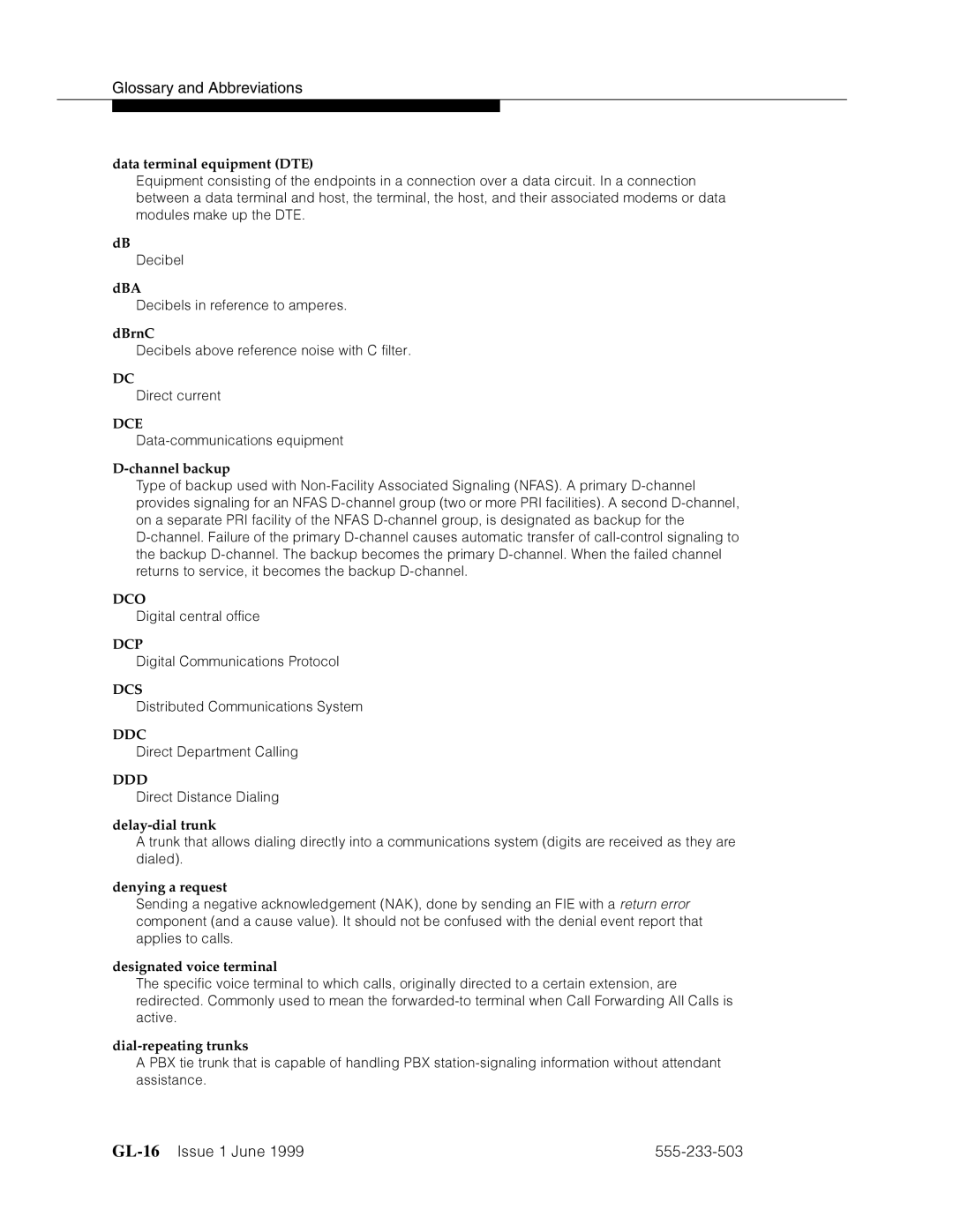 Avaya 555-233-503 manual GL-16’’¤F˜s˜¤mF˜snnn˜, DCE ›4phh¤ma4›apm’˜F„¤azhFm›, DCP aVa›d˜phh¤ma4›apm’˜p›p4pd 