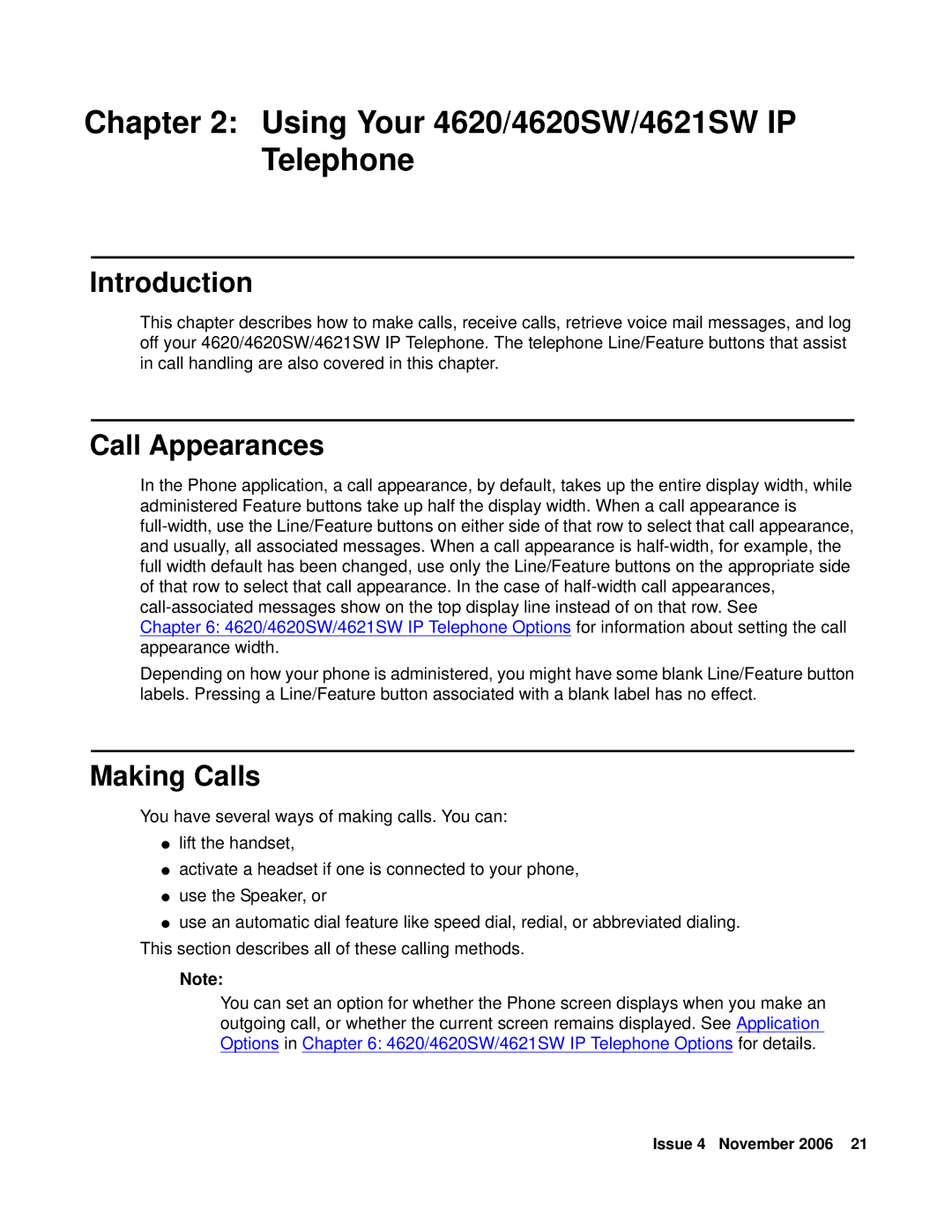 Avaya 555-233-781 manual Using Your 4620/4620SW/4621SW IP Telephone, Call Appearances, Making Calls 