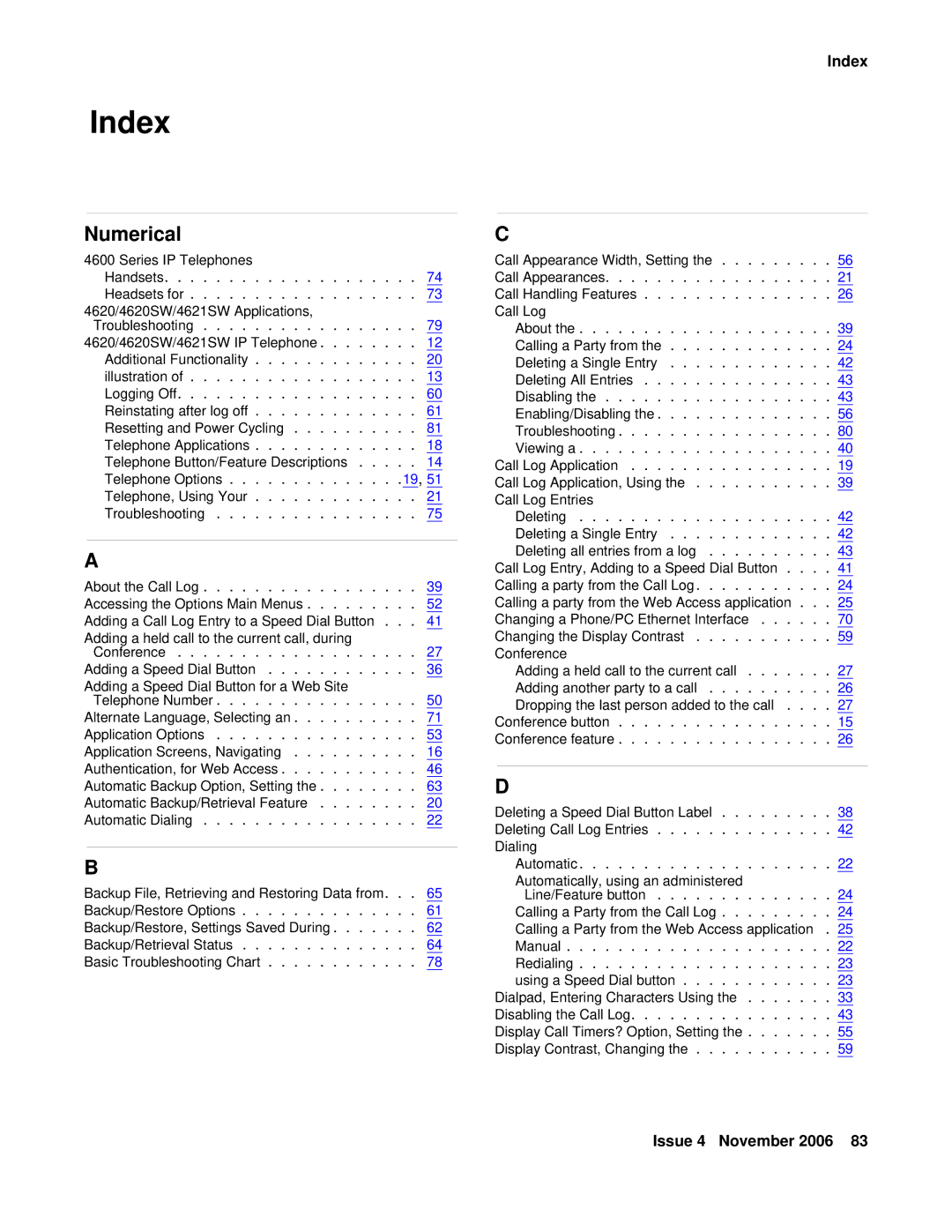 Avaya 555-233-781 manual Index, Numerical 