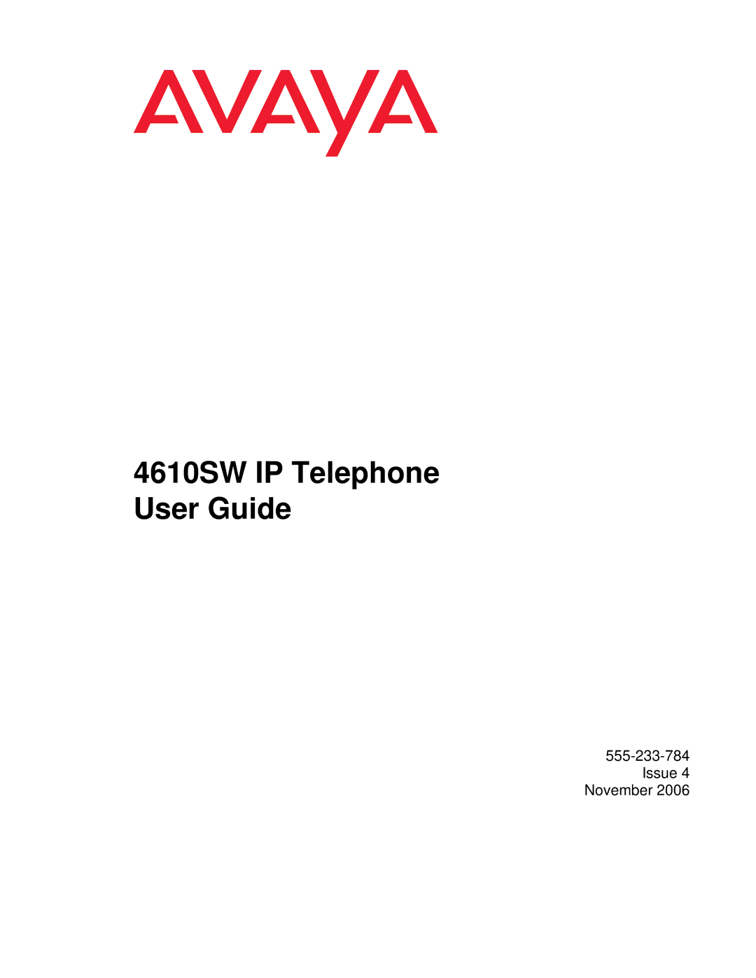 Avaya 555-233-784 manual 4610SW IP Telephone User Guide 