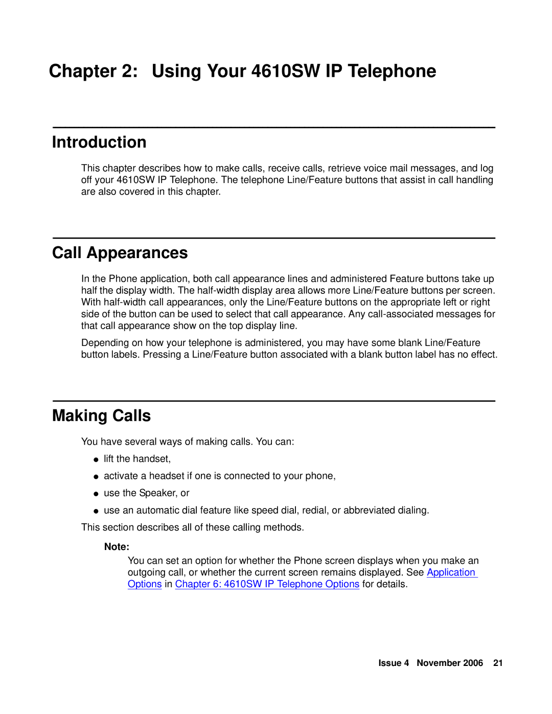 Avaya 555-233-784 manual Using Your 4610SW IP Telephone, Call Appearances, Making Calls 