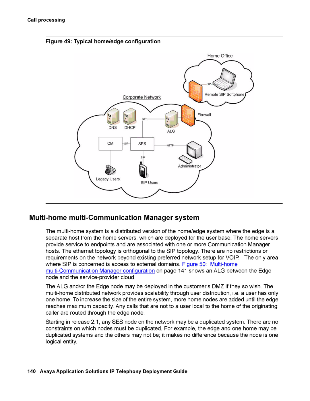 Avaya 555-245-600 manual Multi-home multi-Communication Manager system, Typical home/edge configuration 