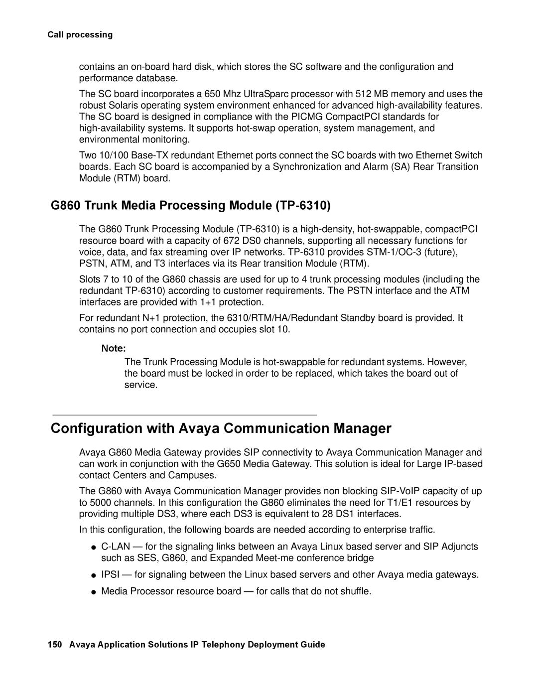 Avaya 555-245-600 manual Configuration with Avaya Communication Manager, G860 Trunk Media Processing Module TP-6310 