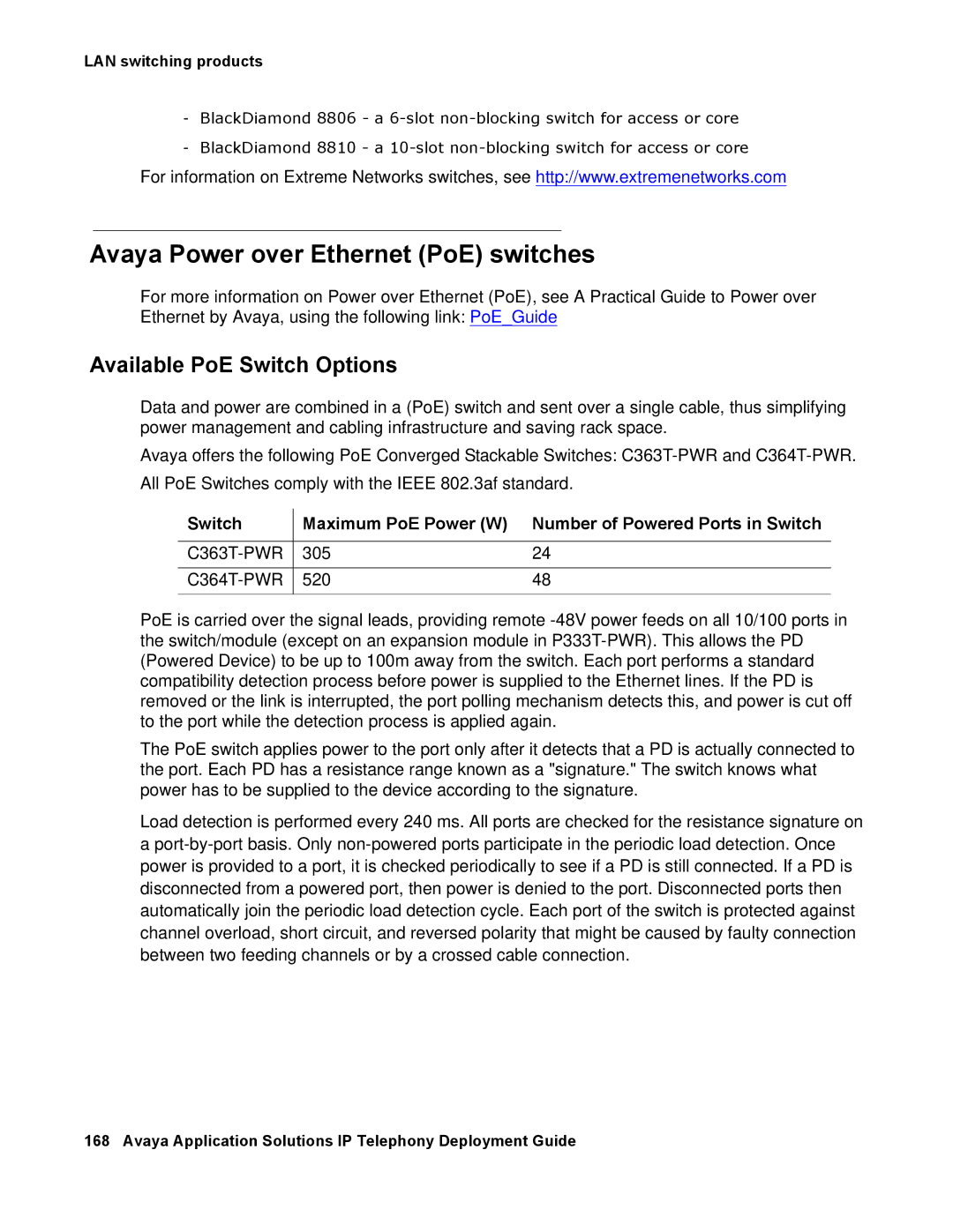 Avaya 555-245-600 manual Avaya Power over Ethernet PoE switches, Available PoE Switch Options 