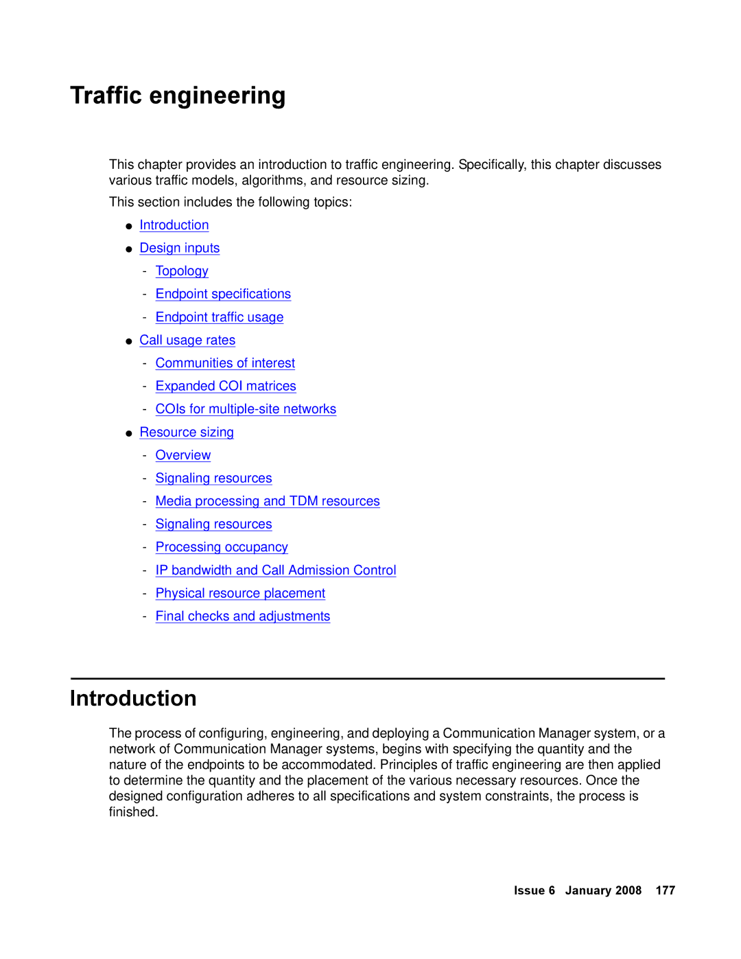 Avaya 555-245-600 manual Traffic engineering, Introduction 