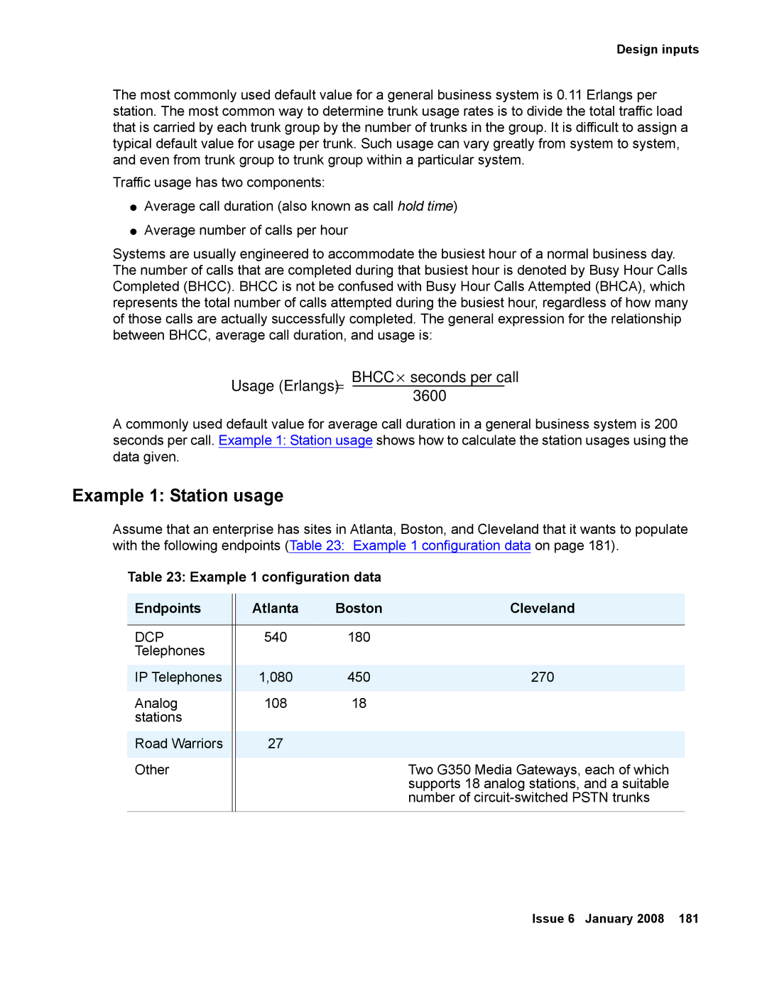 Avaya 555-245-600 manual Example 1 Station usage, Example 1 configuration data Endpoints Atlanta Boston, Dcp 