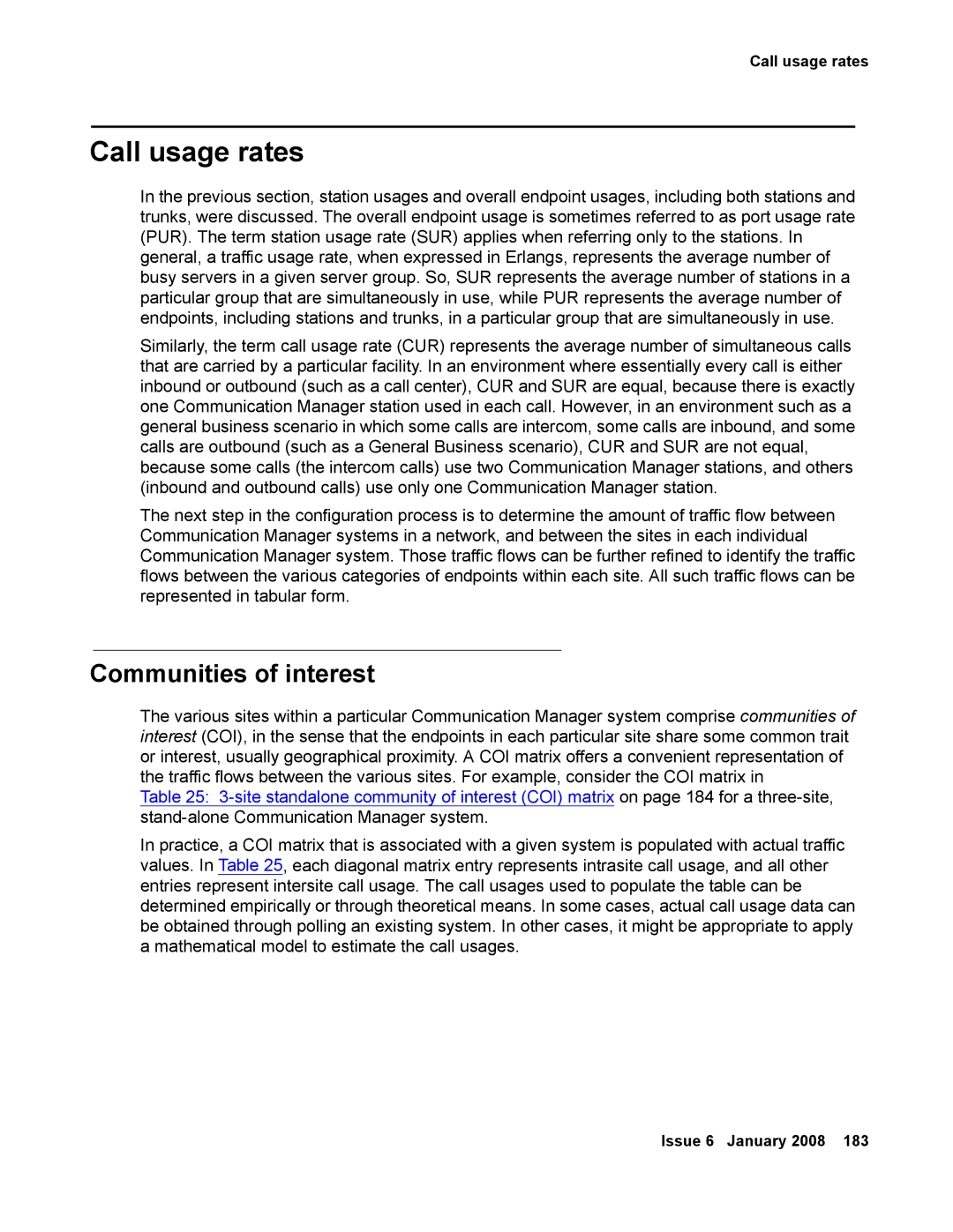 Avaya 555-245-600 manual Call usage rates, Communities of interest 