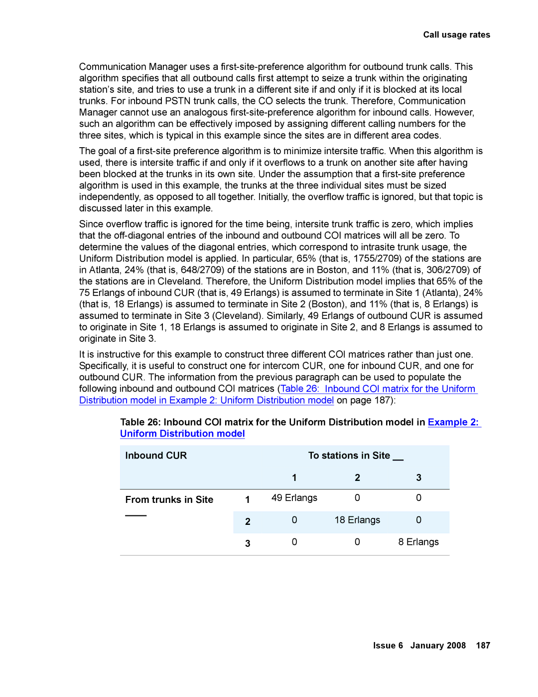 Avaya 555-245-600 manual Erlangs 