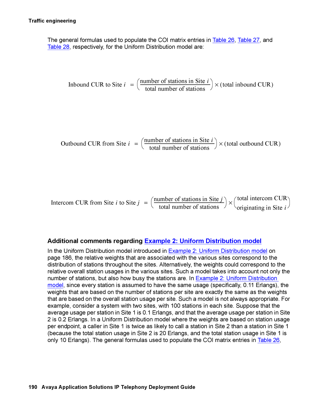 Avaya 555-245-600 manual ⎛ number of stations in Site i ⎞ ⋅ total outbound CUR 