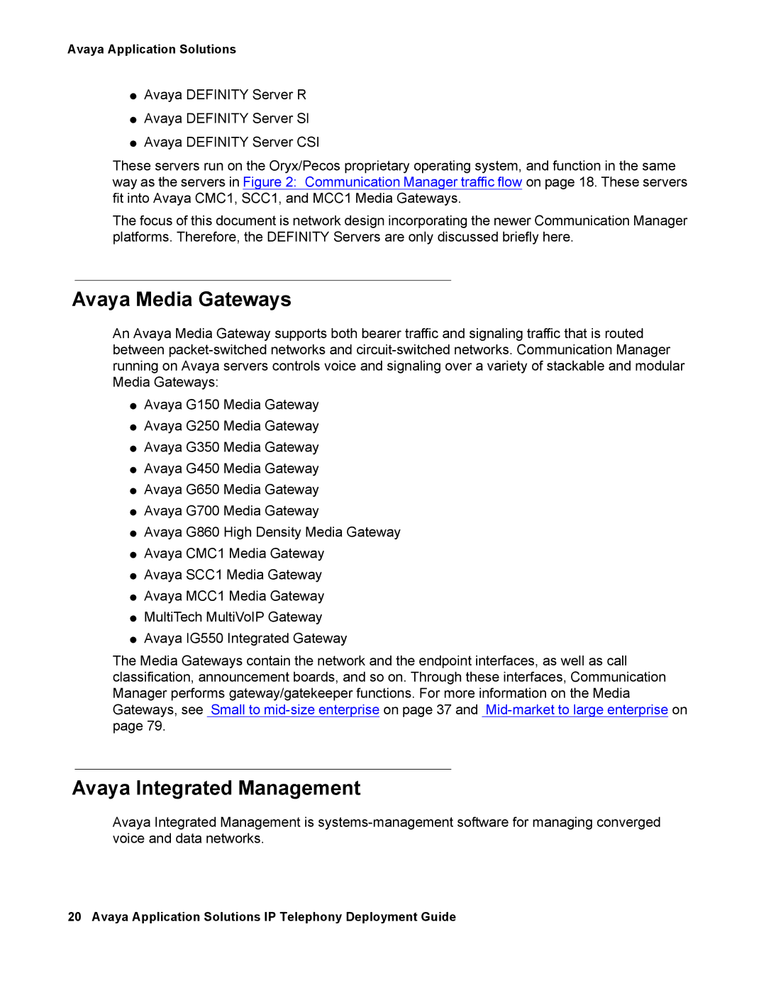 Avaya 555-245-600 manual Avaya Media Gateways, Avaya Integrated Management 