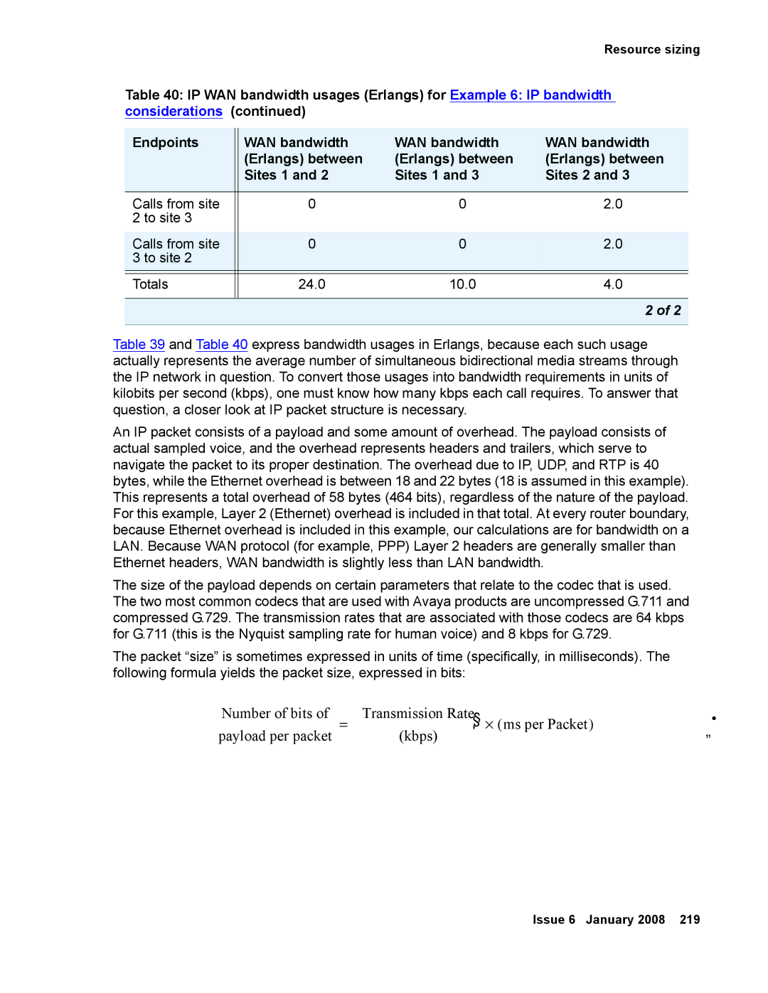 Avaya 555-245-600 manual Resource sizing 