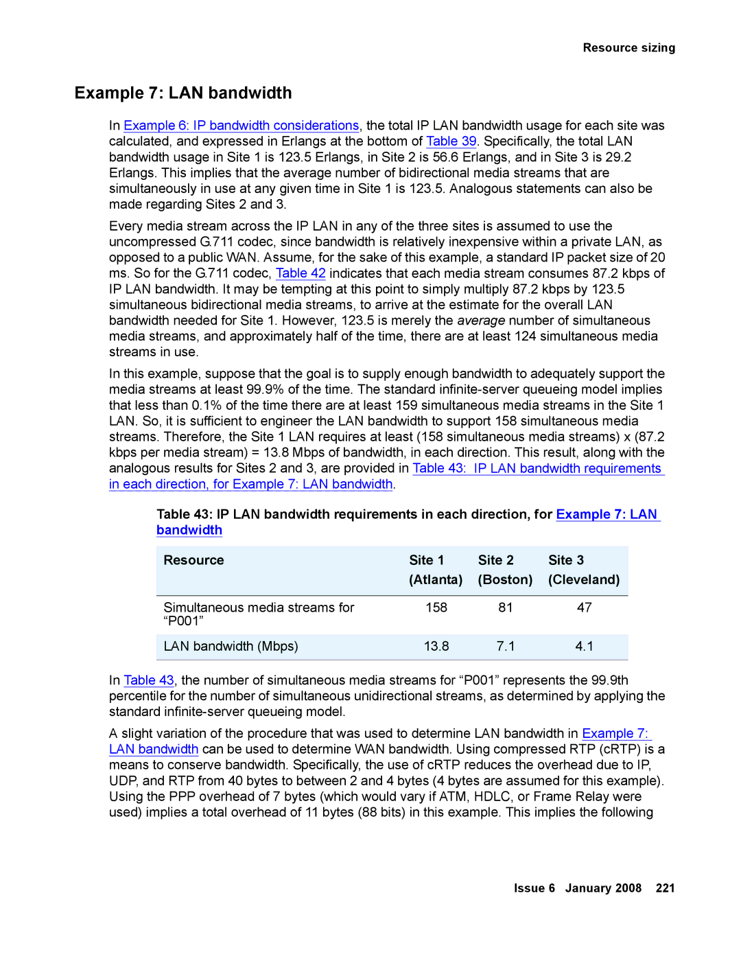 Avaya 555-245-600 manual Example 7 LAN bandwidth 