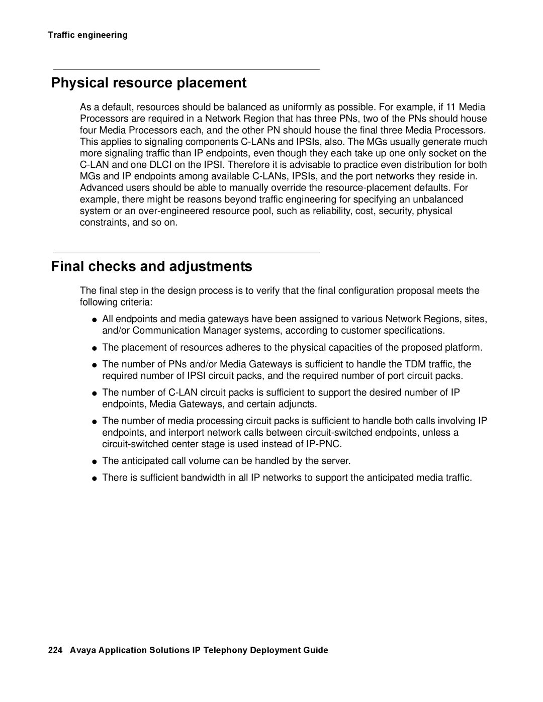 Avaya 555-245-600 manual Physical resource placement, Final checks and adjustments 