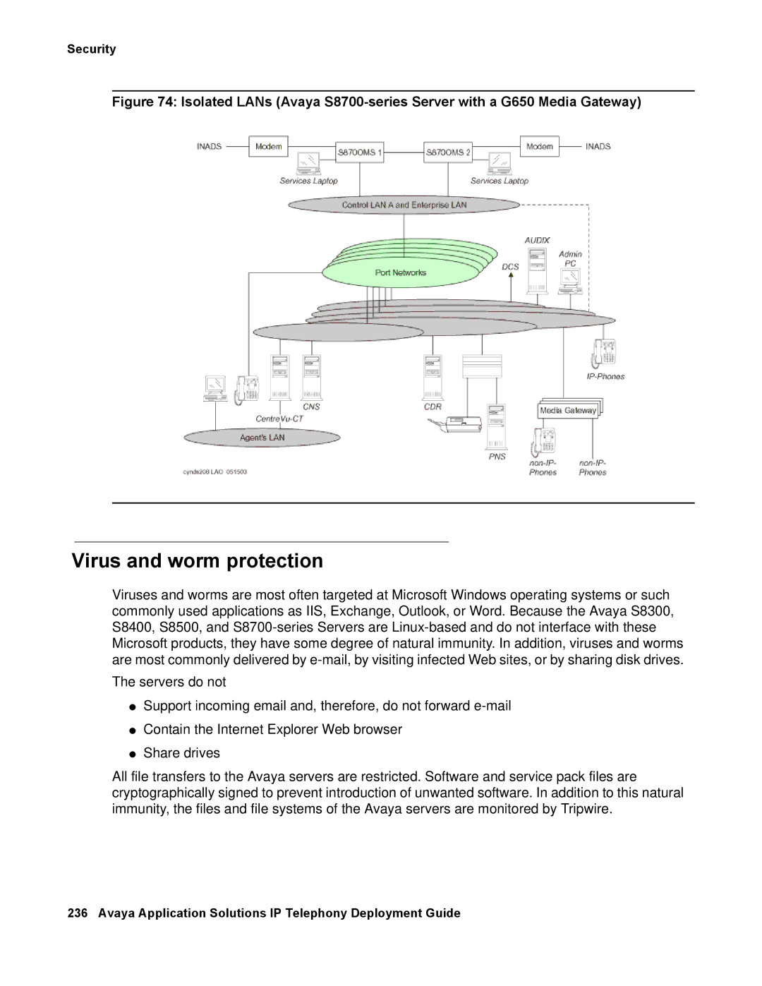 Avaya 555-245-600 manual Virus and worm protection 