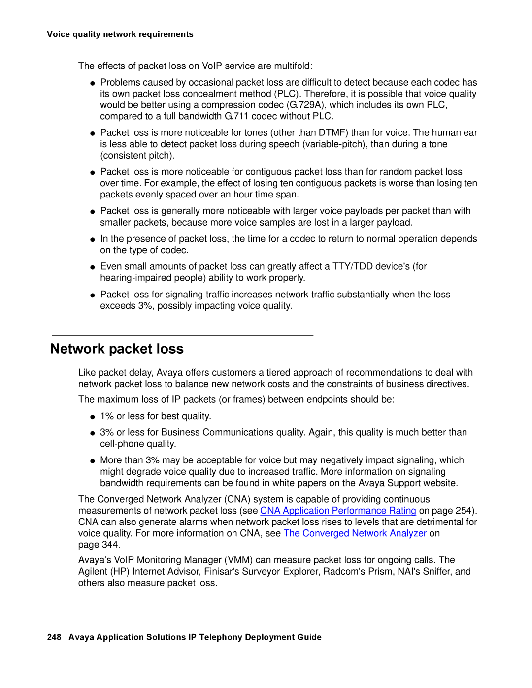 Avaya 555-245-600 manual Network packet loss 