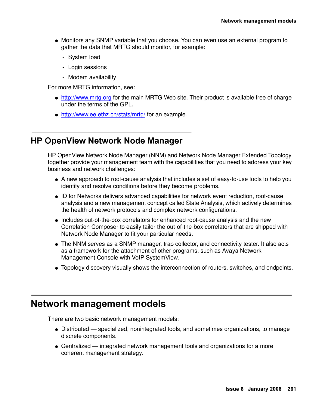 Avaya 555-245-600 manual Network management models, HP OpenView Network Node Manager 