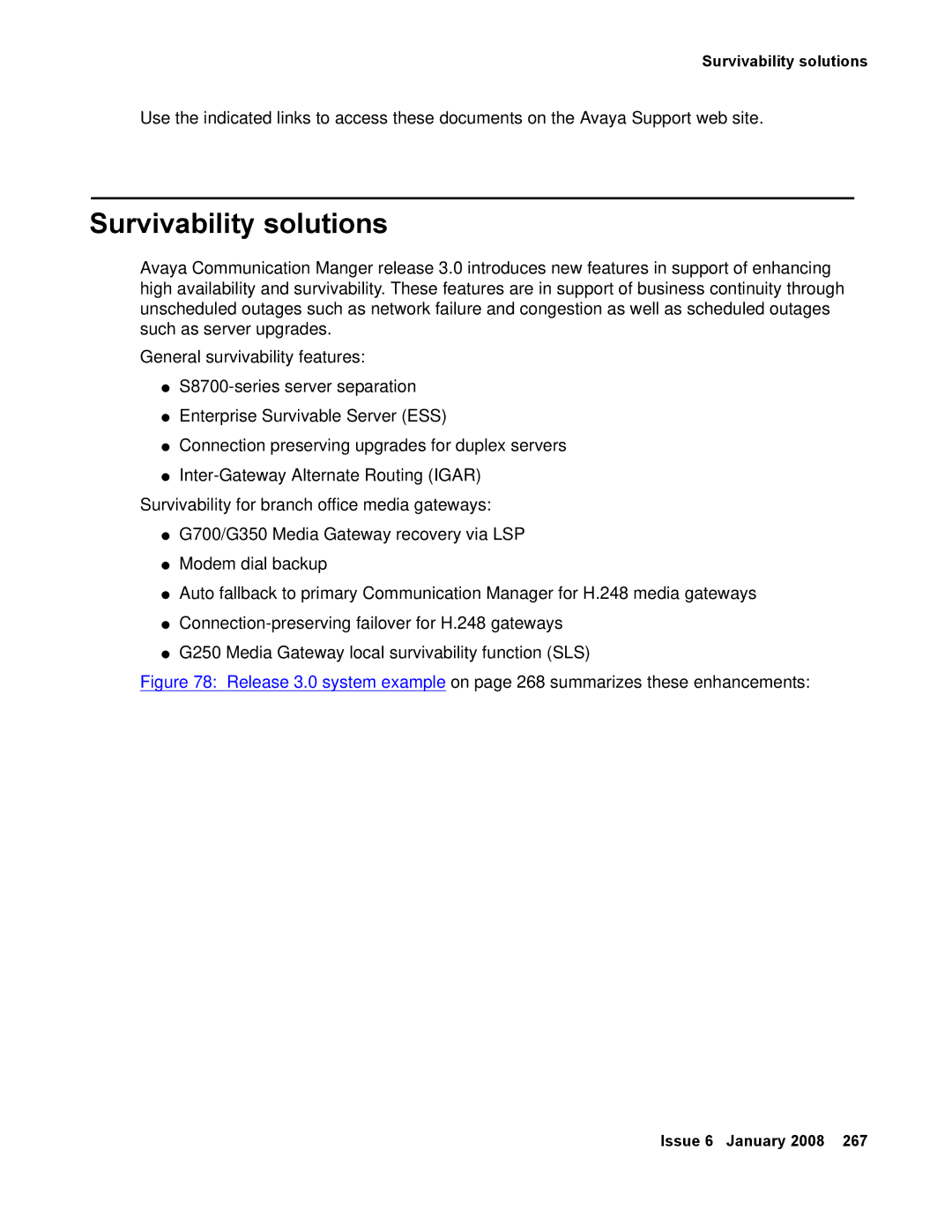 Avaya 555-245-600 manual Survivability solutions 