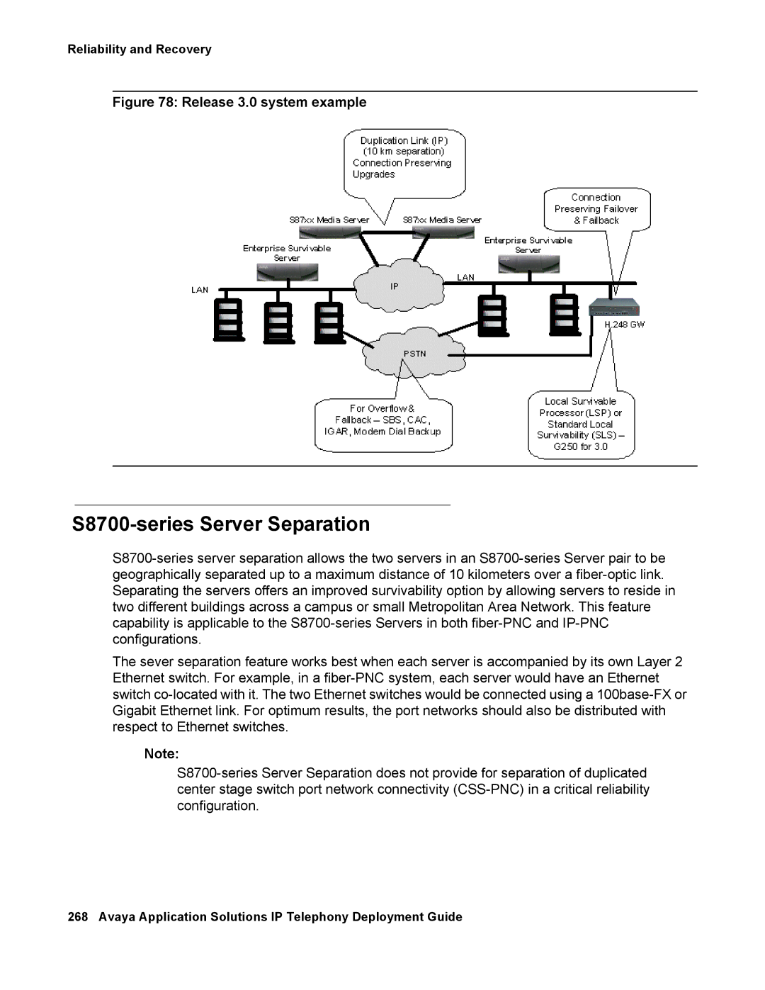 Avaya 555-245-600 manual S8700-series Server Separation, Release 3.0 system example 