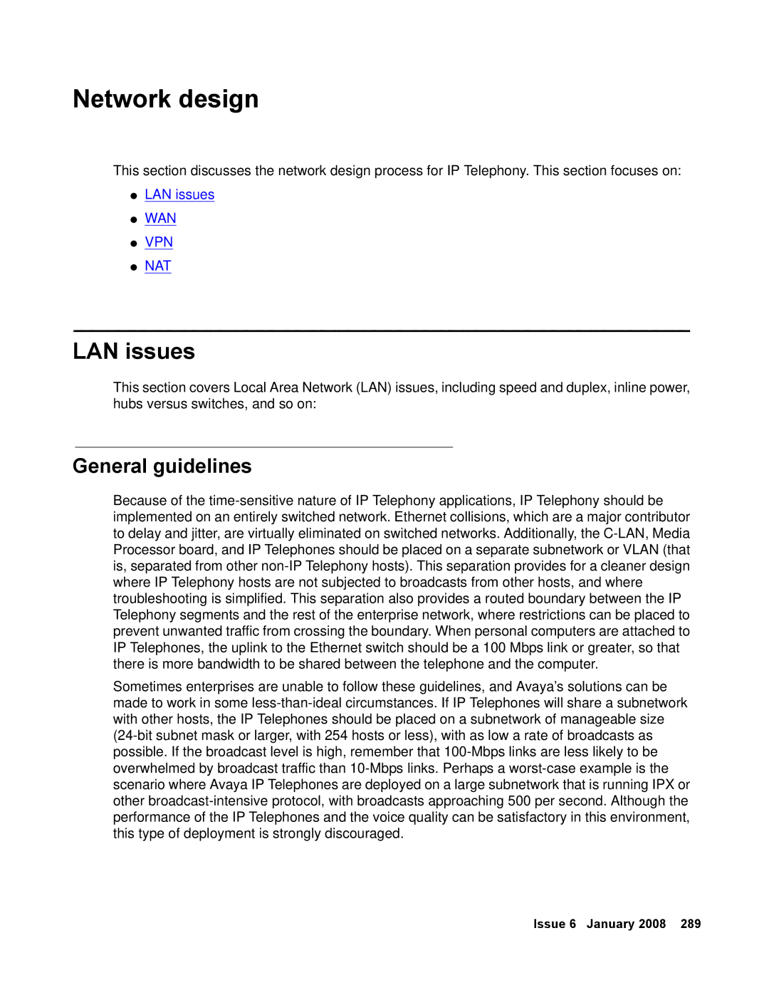 Avaya 555-245-600 manual LAN issues, General guidelines 