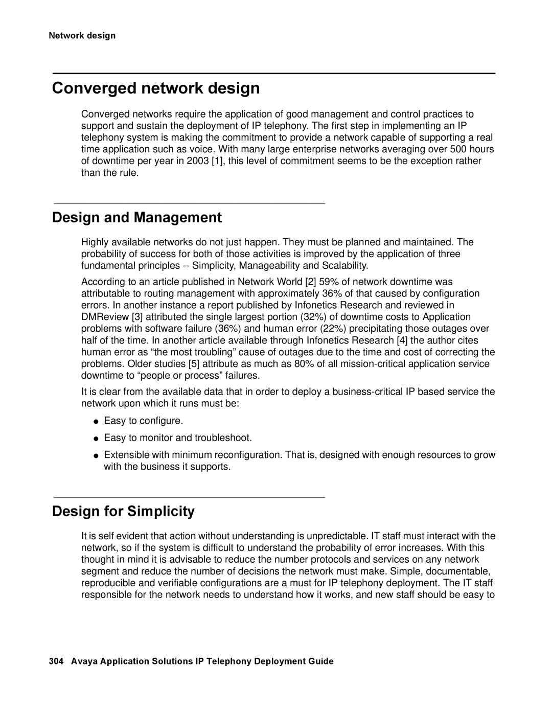 Avaya 555-245-600 manual Converged network design, Design and Management, Design for Simplicity 