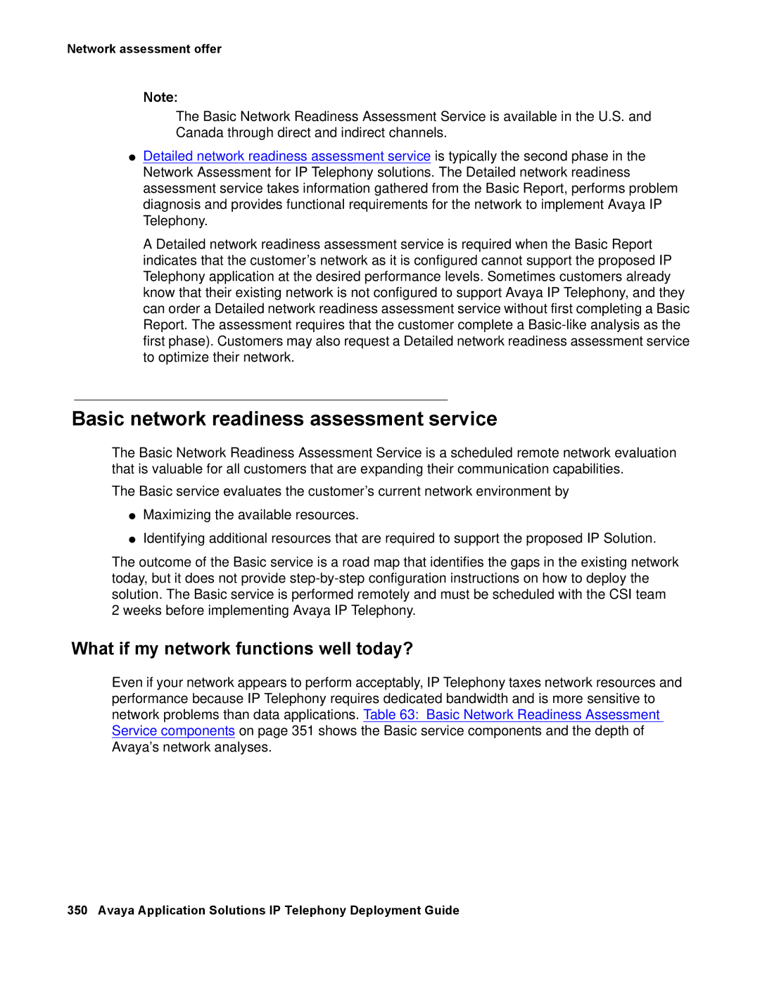 Avaya 555-245-600 manual Basic network readiness assessment service, What if my network functions well today? 