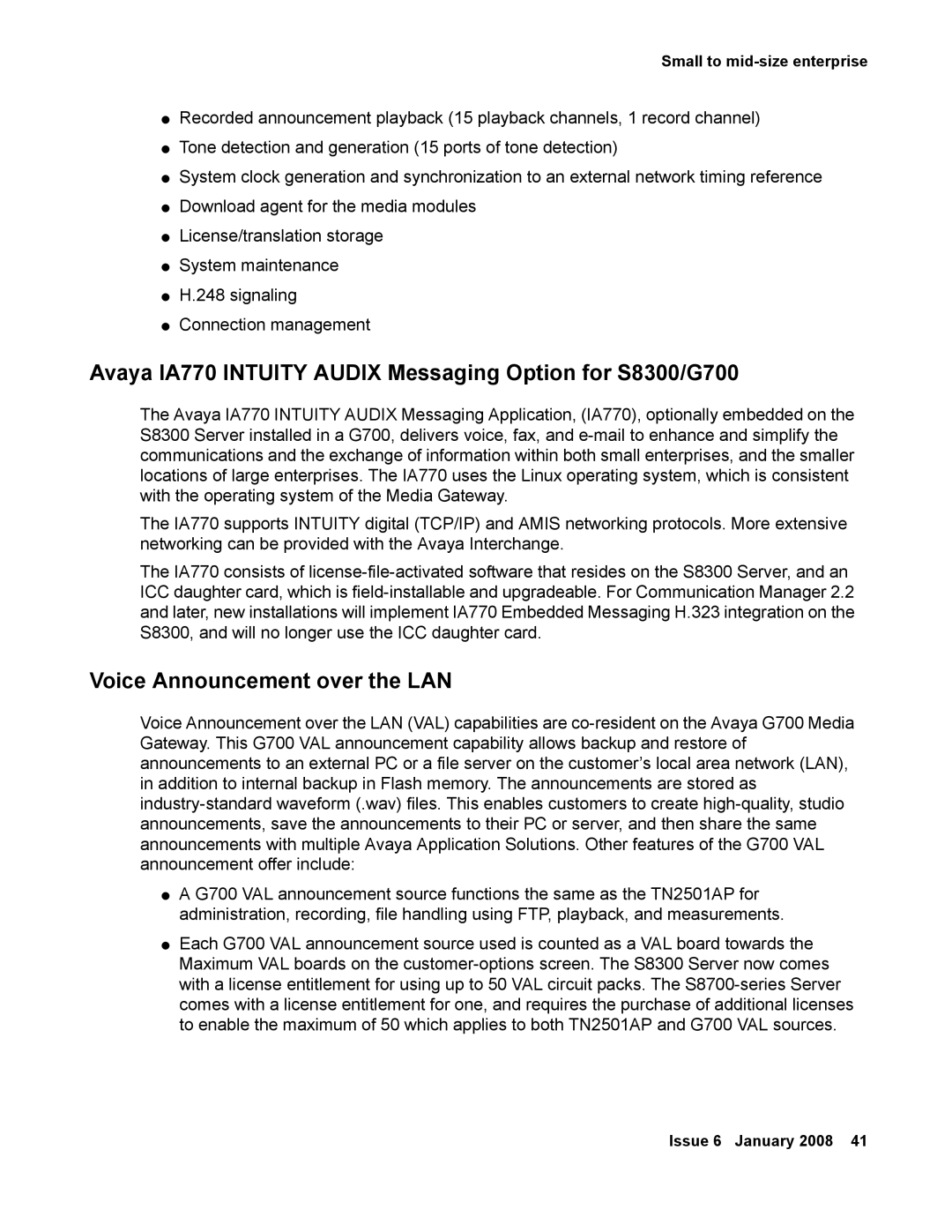 Avaya 555-245-600 manual Avaya IA770 Intuity Audix Messaging Option for S8300/G700, Voice Announcement over the LAN 