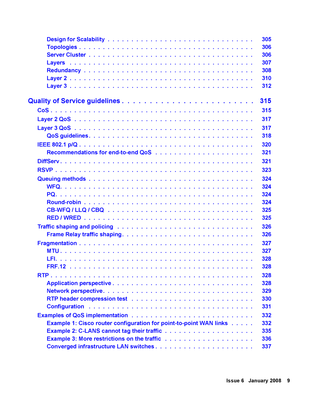 Avaya 555-245-600 manual Quality of Service guidelines 315 