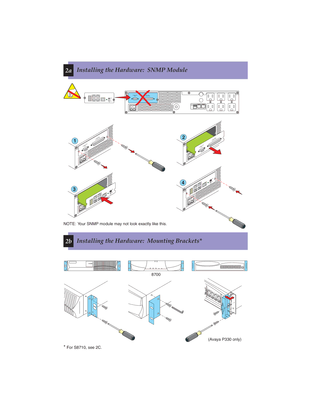 Avaya 555-245-703 quick start 2a Installing the Hardware Snmp Module 