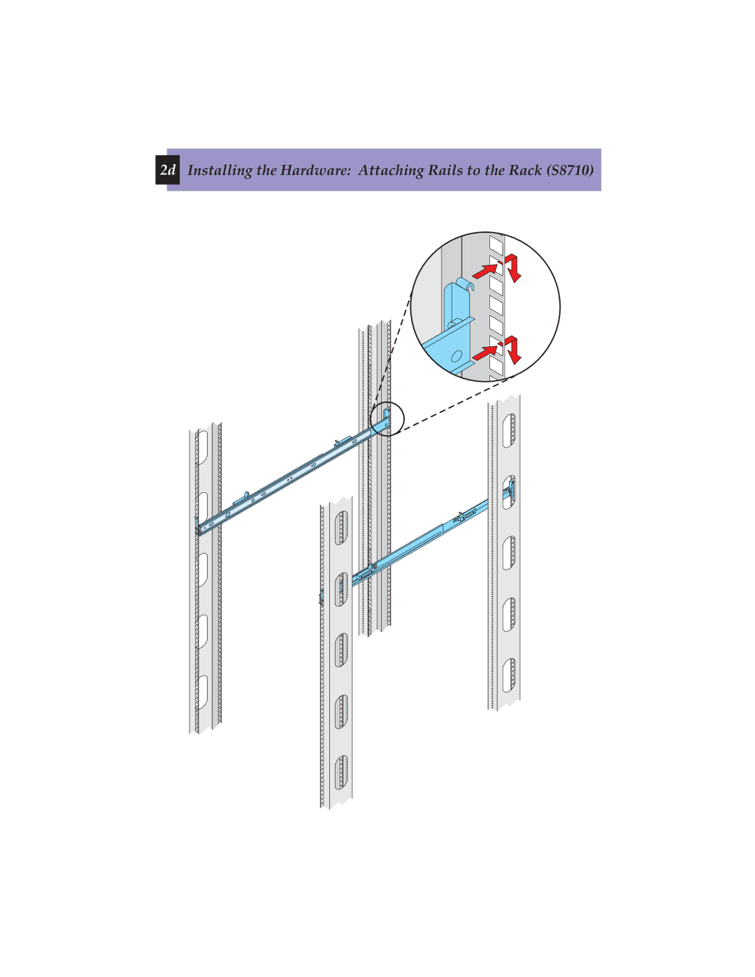 Avaya 555-245-703 quick start 2d Installing the Hardware Attaching Rails to the Rack S8710 