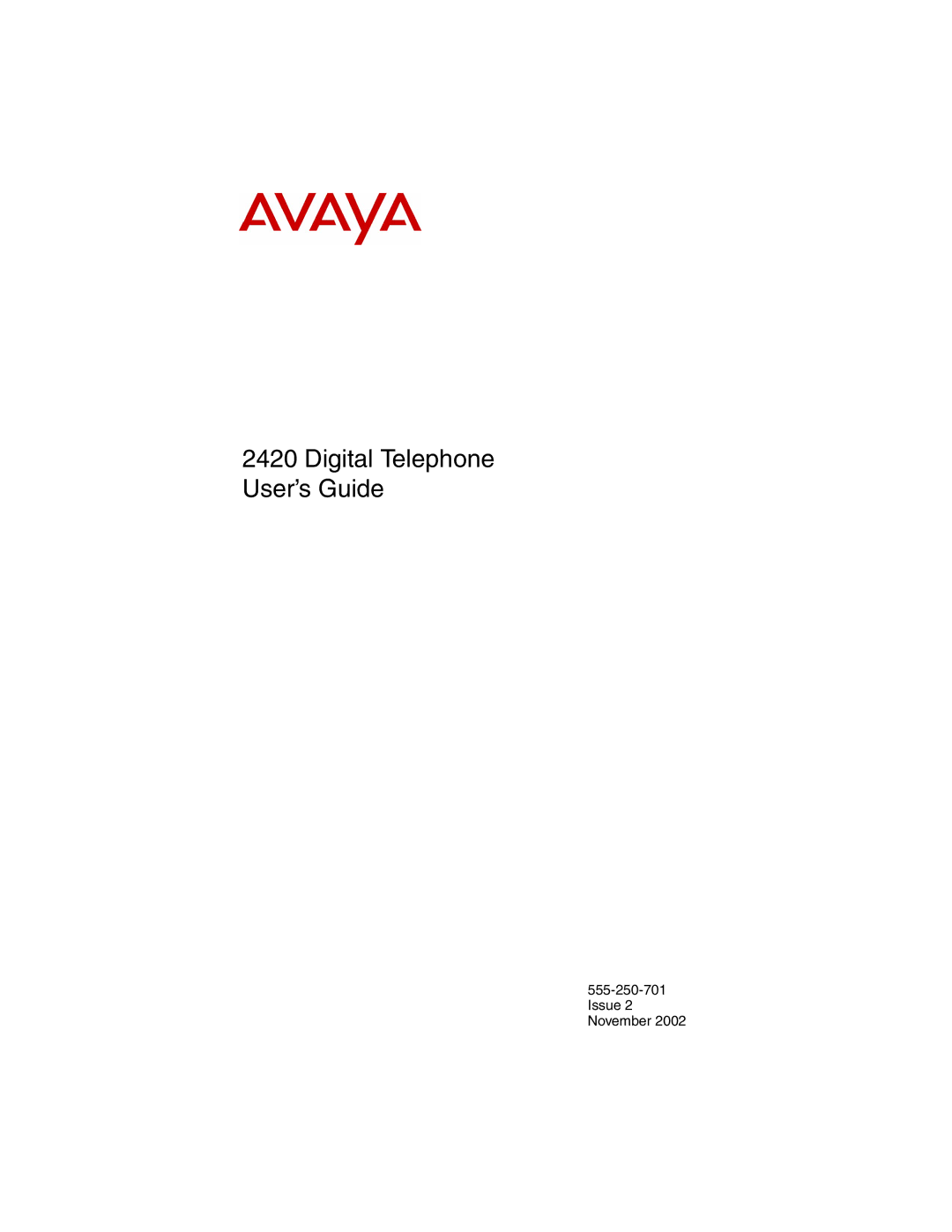 Avaya 555-250-701 manual Digital Telephone User’s Guide 