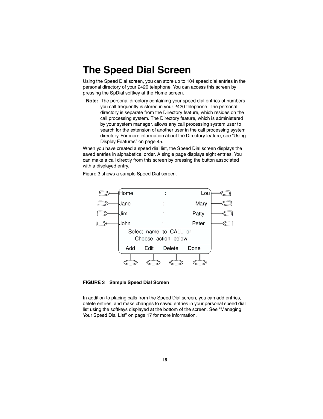 Avaya 555-250-701 manual Sample Speed Dial Screen 