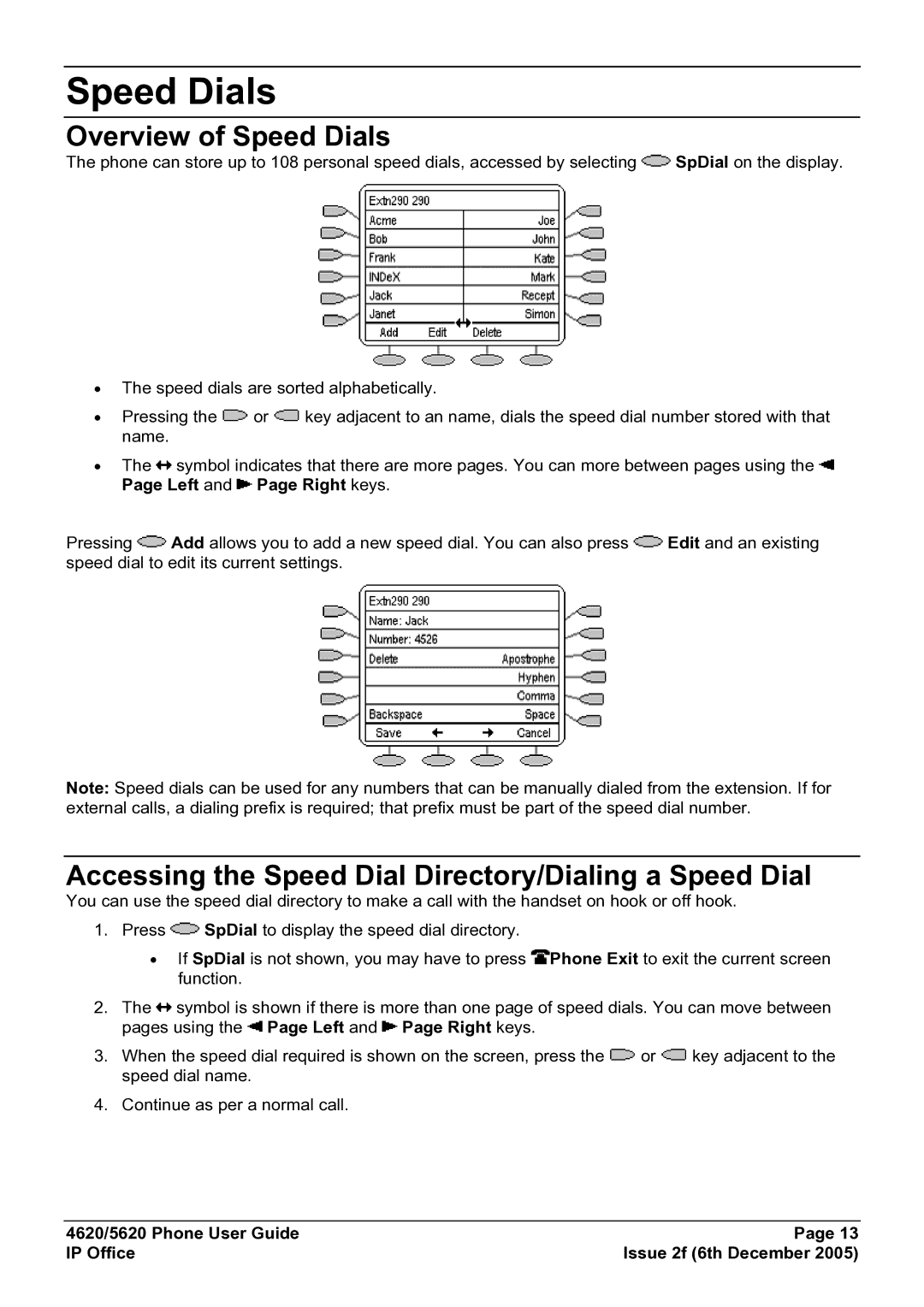 Avaya 5620 manual Overview of Speed Dials, Accessing the Speed Dial Directory/Dialing a Speed Dial 