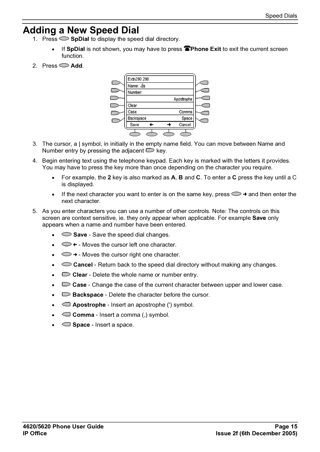 Avaya 5620 manual Adding a New Speed Dial 