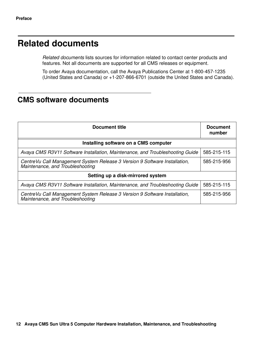 Avaya 585-215-871 manual Related documents, CMS software documents 