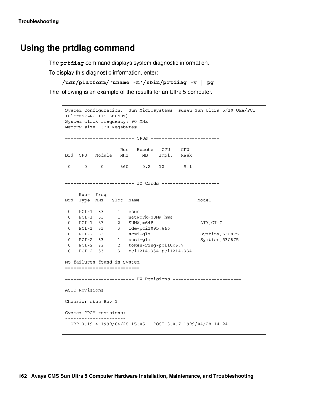 Avaya 585-215-871 manual Using the prtdiag command, Aty,Gt-C 