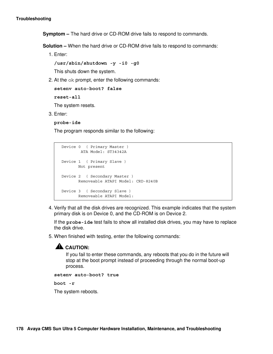 Avaya 585-215-871 manual Usr/sbin/shutdown -y -i0 -g0 