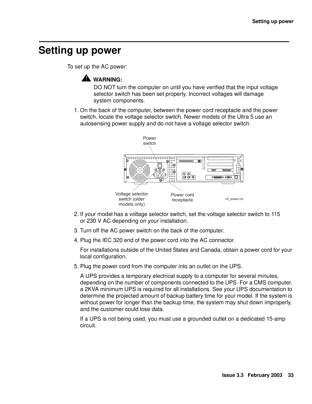 Avaya 585-215-871 manual Setting up power 